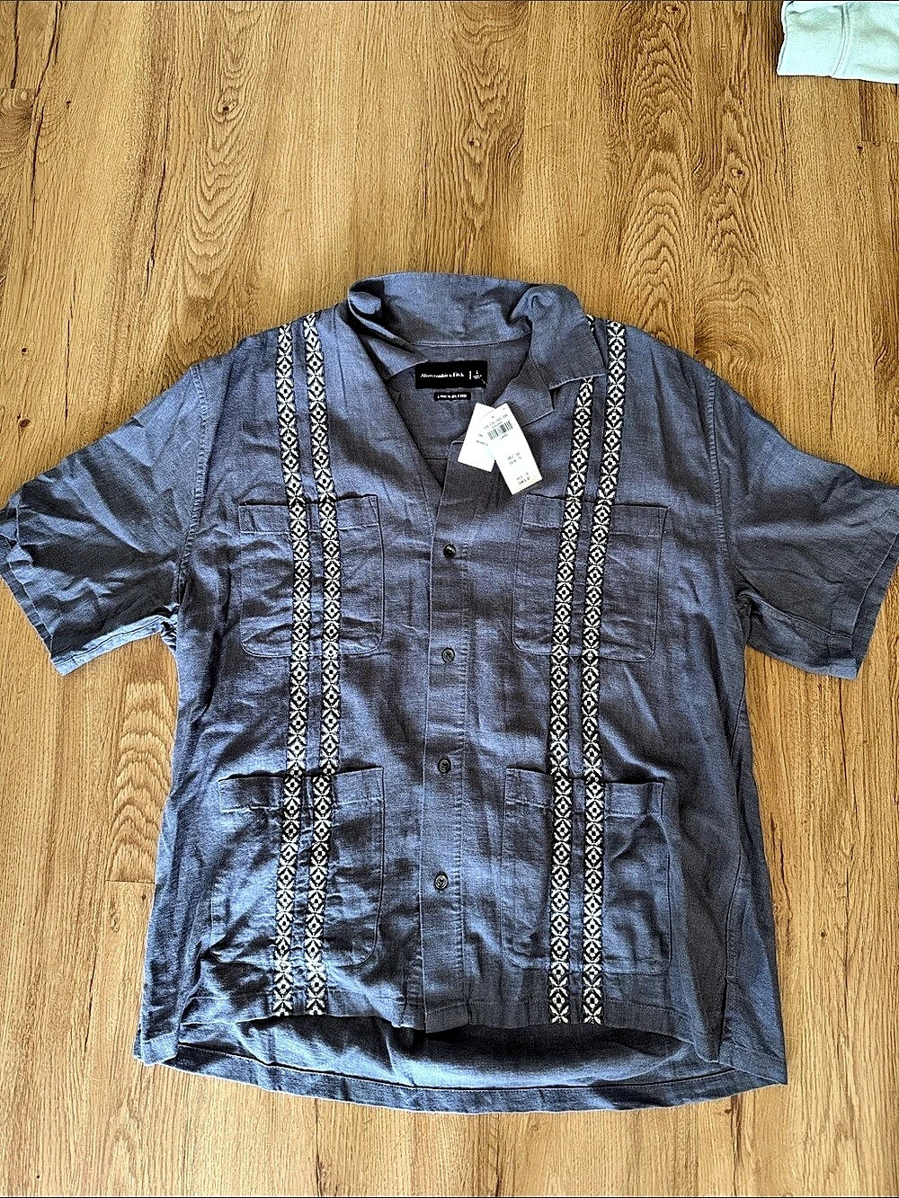 Abercrombie & Fitch Linen Geometric Shirt Size Large NWT